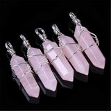 Wire Wrapped Quartz Stone Bead Pendant Charms for Jewelry Making
