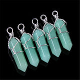 Wire Wrapped Quartz Stone Bead Pendant Charms for Jewelry Making