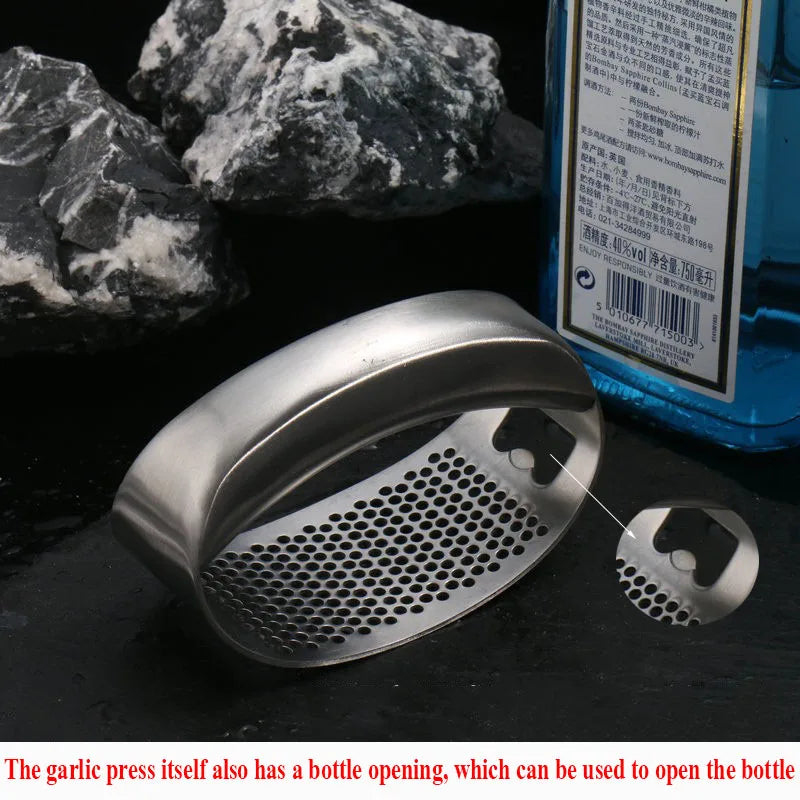 304 Stainless Steel Garlic Press Household Masher Kitchen Grinder Tool