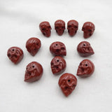 Carved Natural Agate Skull Pendant Earrings Beads 18x16x15mm