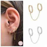 Gothic Punk Handcuff Chain Earrings 925 Silver Studs for Women/Girl