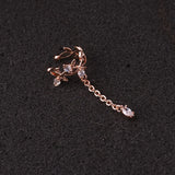 Copper Leaf Crown CZ Ear Clip Cuff Earring Women Cross Circle