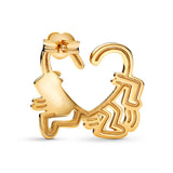 Walking Heart Single Stud Earring 14k Gold-plated Unique Metal Blend