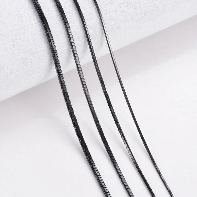 316 Stainless Steel Square Snake Chain Necklace 0.9/1.2/1.5/2.0mm