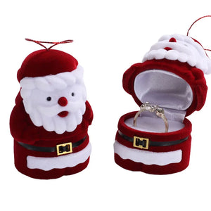 Christmas Velvet Santa Claus Jewelry Box Ring Case