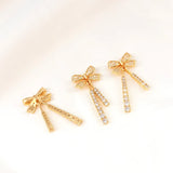 Copper clad 14K Inlaid Zircon Bow Tassel Pendant DIY Jewelry Necklace Bracelet