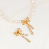 Copper clad 14K Inlaid Zircon Bow Tassel Pendant DIY Jewelry Necklace Bracelet