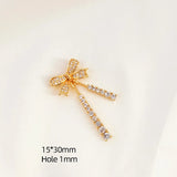 Copper clad 14K Inlaid Zircon Bow Tassel Pendant DIY Jewelry Necklace Bracelet