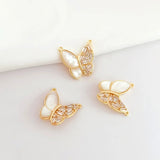 Copper Plated 14K Zircon Inlaid Shell Butterfly Pendant