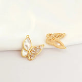 Copper Plated 14K Zircon Inlaid Shell Butterfly Pendant
