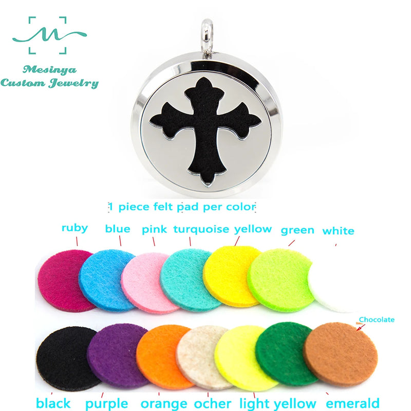 Mesinya 30mm Cross Aromatherapy Diffuser Necklace