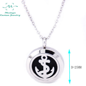 Mesinya Hollow Anchor 25mm Aromatherapy Essential Oils Diffuser Locket Necklace