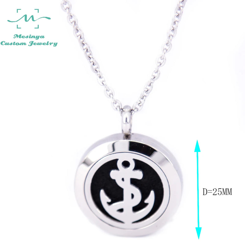 Mesinya Hollow Anchor 25mm Aromatherapy Essential Oils Diffuser Locket Necklace