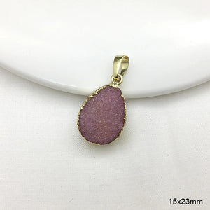 Natural Druzy Quartz Geode Stone Pendant with Crystal Charms for Necklace