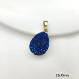 Natural Druzy Quartz Geode Stone Pendant with Crystal Charms for Necklace