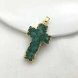 Natural Druzy Quartz Geode Stone Pendant with Crystal Charms for Necklace