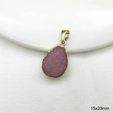 Natural Druzy Quartz Geode Stone Pendant with Crystal Charms for Necklace