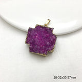 Natural Druzy Quartz Geode Stone Pendant with Crystal Charms for Necklace
