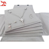 Portable Grey Velvet Jewelry Organizer Bag Earrings Ring Necklace Storage Roll