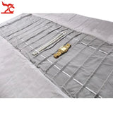 Portable Grey Velvet Jewelry Organizer Bag Earrings Ring Necklace Storage Roll