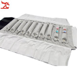Portable Grey Velvet Jewelry Organizer Bag Earrings Ring Necklace Storage Roll