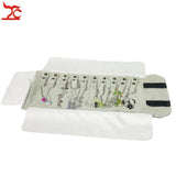 Portable Grey Velvet Jewelry Organizer Bag Earrings Ring Necklace Storage Roll