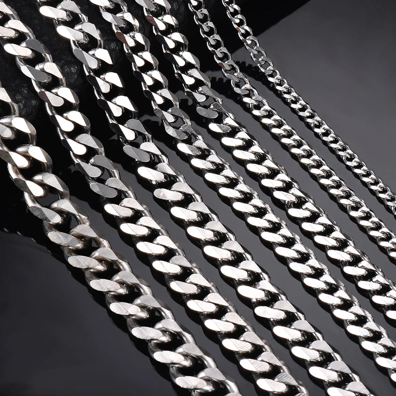 Men's Stainless Steel Cuban Link Chain Bracelet Necklace