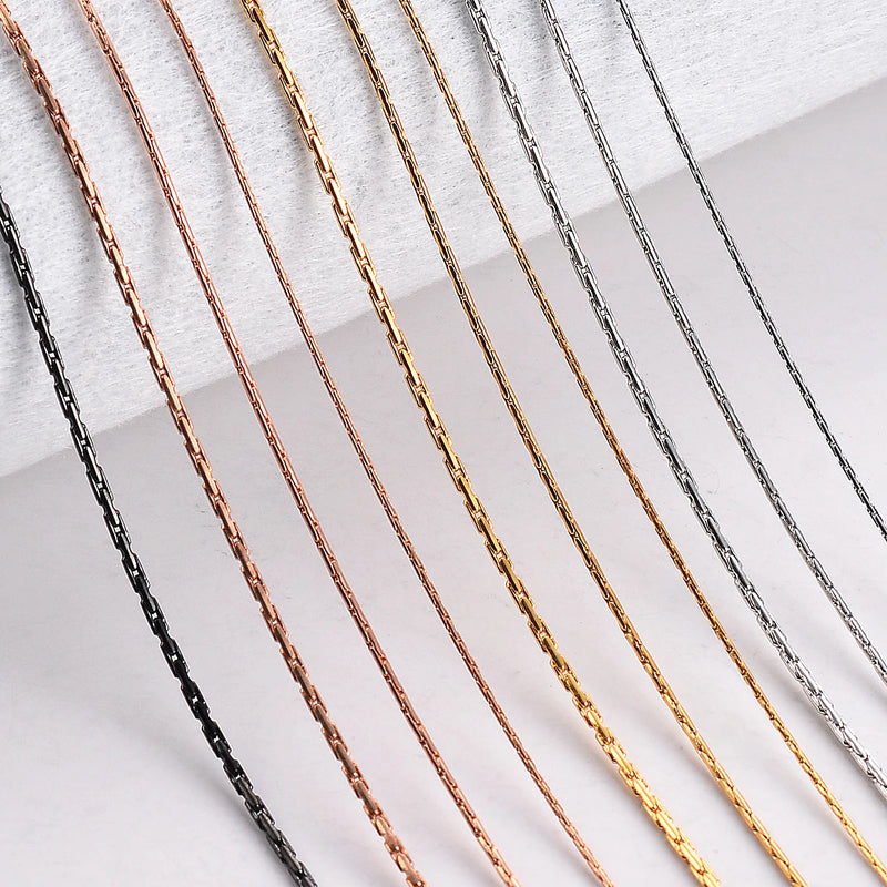 1pc Stainless Steel Tiny Chain Necklace 0.6mm/0.8mm/1mm/1.2mm