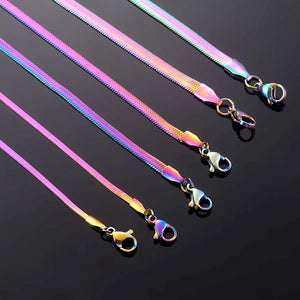 Rainbow Snake Chain Herringbone Choker Necklace For Women