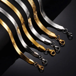 Stainless Steel Flat Snake Chain Necklace 4mm/5mm/6mm Not Allergic