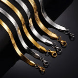 Stainless Steel Flat Snake Chain Necklace 4mm/5mm/6mm Not Allergic