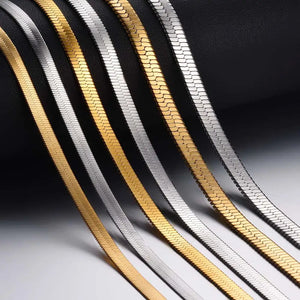 Stainless Steel Flat Snake Chain Necklace 4mm/5mm/6mm Not Allergic
