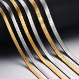 Stainless Steel Flat Snake Chain Necklace 4mm/5mm/6mm Not Allergic