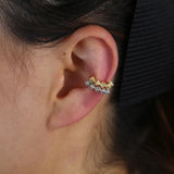 Silver Spike Circle Ear Cuff CZ Clip On Earring