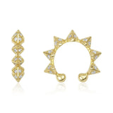 Silver Spike Circle Ear Cuff CZ Clip On Earring