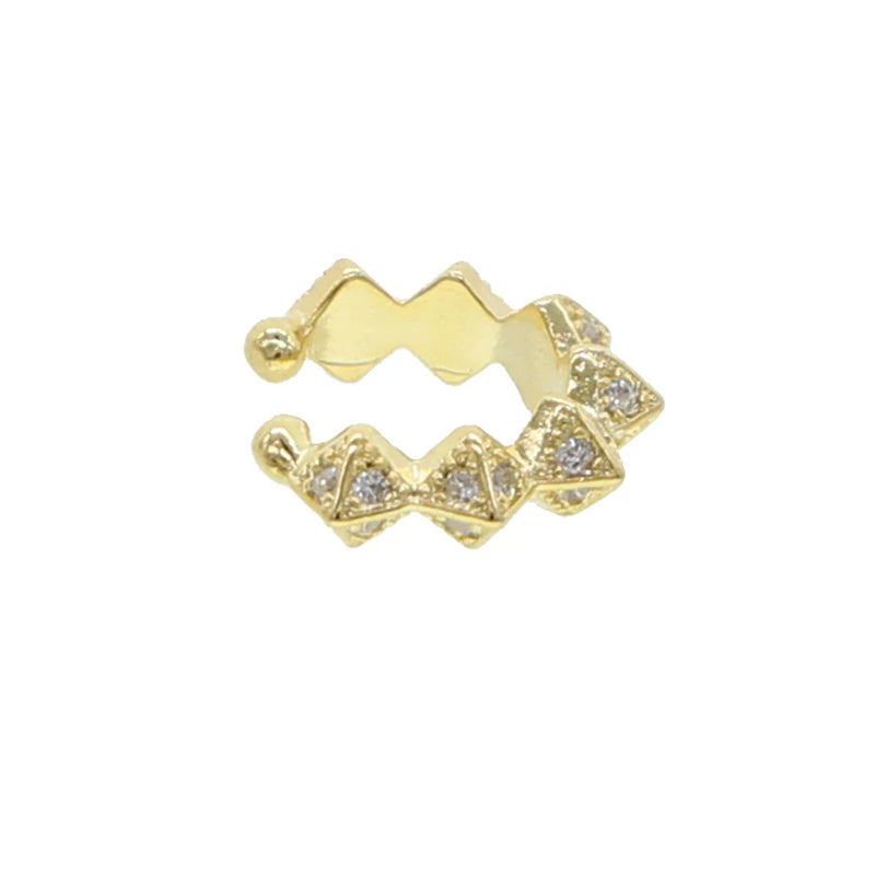 Silver Spike Circle Ear Cuff CZ Clip On Earring