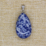 Gemstone Pendant Natural Stone Drop Beads Lapis Agate Quartz Crystal Necklace