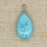 Gemstone Pendant Natural Stone Drop Beads Lapis Agate Quartz Crystal Necklace