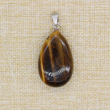 Gemstone Pendant Natural Stone Drop Beads Lapis Agate Quartz Crystal Necklace