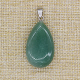 Gemstone Pendant Natural Stone Drop Beads Lapis Agate Quartz Crystal Necklace
