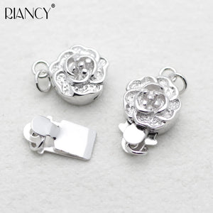 925 Sterling Silver Plum Blossom Buckle Necklace DIY Jewelry Accessories