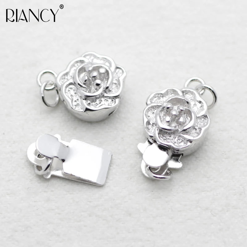 925 Sterling Silver Plum Blossom Buckle Necklace DIY Jewelry Accessories