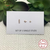 3pcs Mini 925 Sterling Silver Stud Earrings Set