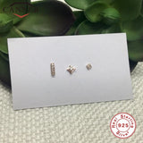 3pcs Mini 925 Sterling Silver Stud Earrings Set