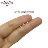 3pcs Mini 925 Sterling Silver Stud Earrings Set