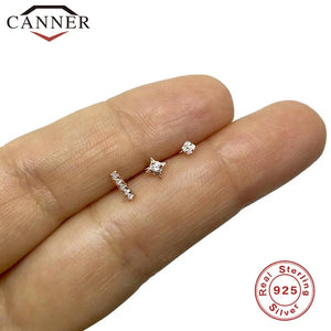 3pcs Mini 925 Sterling Silver Stud Earrings Set