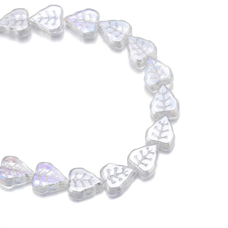 10*12mm Crystal Electroplated Leaves Glass Beads for Jewelry Making