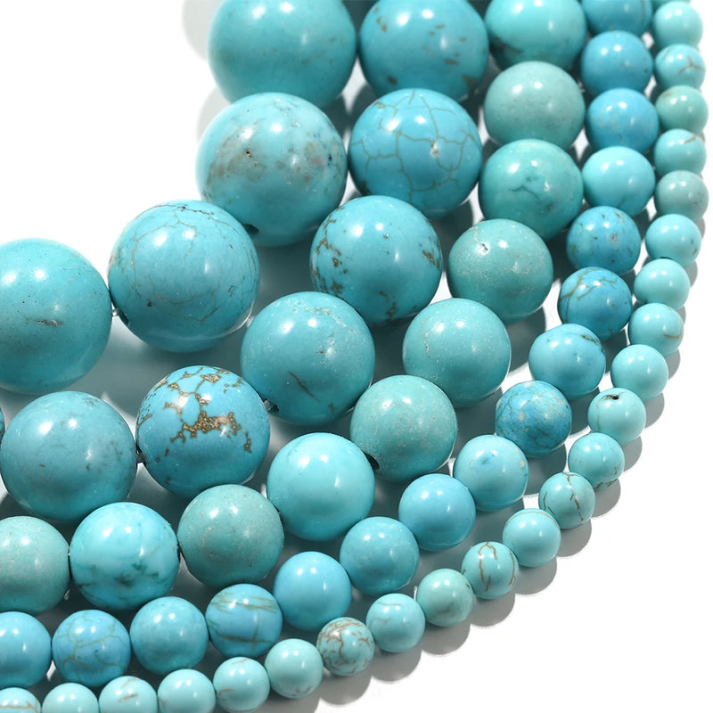 Natural Turquoise Stone Beads Round Loose Beads for Jewelry Making