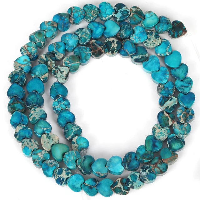 75pcs 6x3mm Heart Shape Sea Sediment Jaspers Spacer Beads