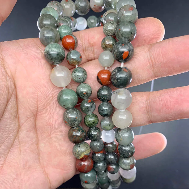Natural African Blood Stone Bead 4-12mm Round Spacer Beads